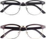 Retro Clubmaster Clear Lens Frames — Black & Silver