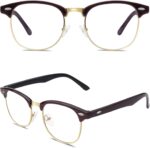 Retro Clubmaster Clear Lens Frames — Black & Silver