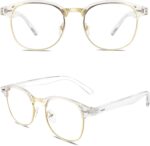 Retro Clubmaster Clear Lens Frames — Black & Silver