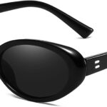Retro Oval Black Sunglasses — UV400