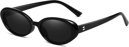 Retro Oval Black Sunglasses — UV400
