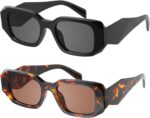 Retro Rectangular Sunglasses — Black & Tortoise