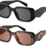 Retro Rectangular Sunglasses — Black & Tortoise