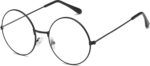 Retro Round Black Metal Clear Lens Frames