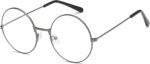Retro Round Black Metal Clear Lens Frames