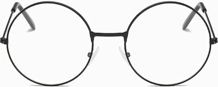 Retro Round Black Metal Clear Lens Frames