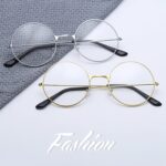 Retro Round Black Metal Clear Lens Frames