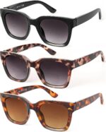 Retro Square Reading Sunglasses — 3 Pack, UV400