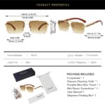 Rimless Square Gold Frame Sunglasses — Wood Temples
