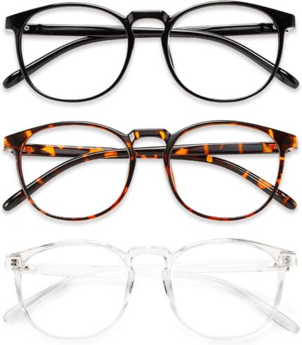 Round Blue Light Glasses — 3 Pack, Black & Tortoise