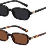 Small Retro Rectangle Sunglasses — Tortoise, UV400