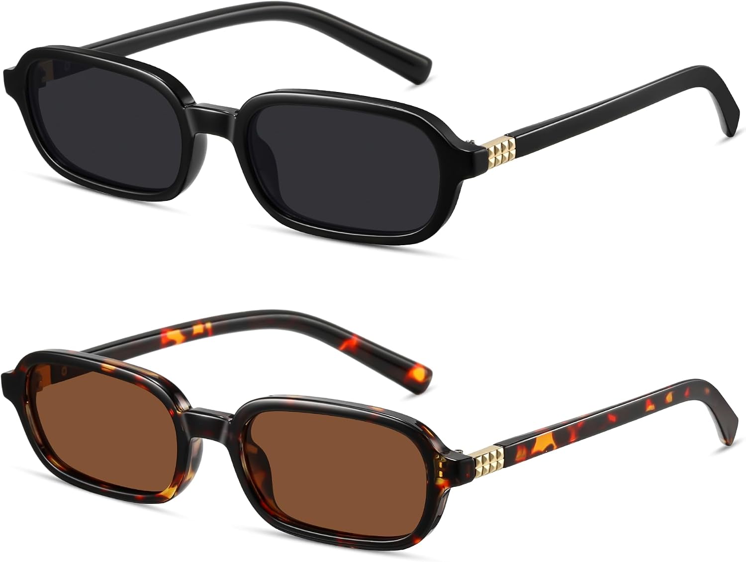 Small Retro Rectangle Sunglasses — Tortoise, UV400 Small Retro Rectangle Sunglasses — Tortoise, UV400