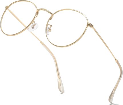 Small Round Gold Metal Clear Lens Frames