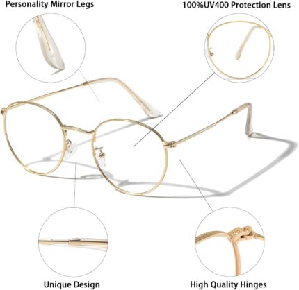 Small Round Gold Metal Clear Lens Frames